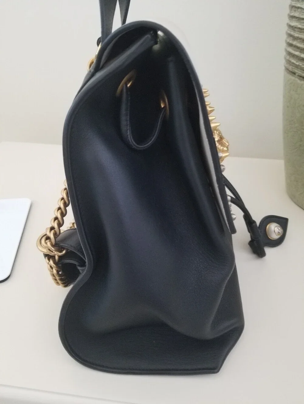 Gorgeous Gucci Animalier Malin Tri-color Backpack With Gold  Accents and Chain